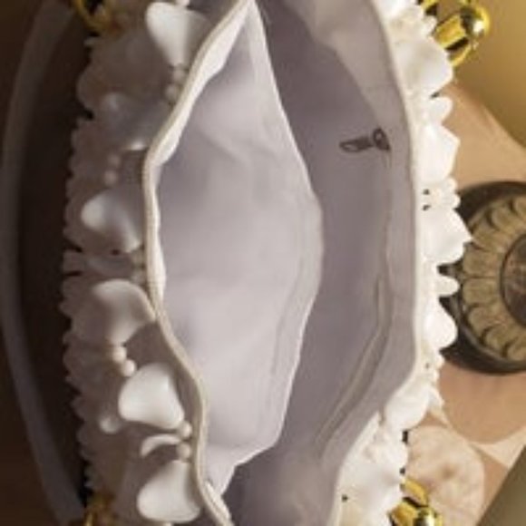 Ladies Fashion Shoulder Crochet Washed White Purse Handbag - Picture 5 of 5